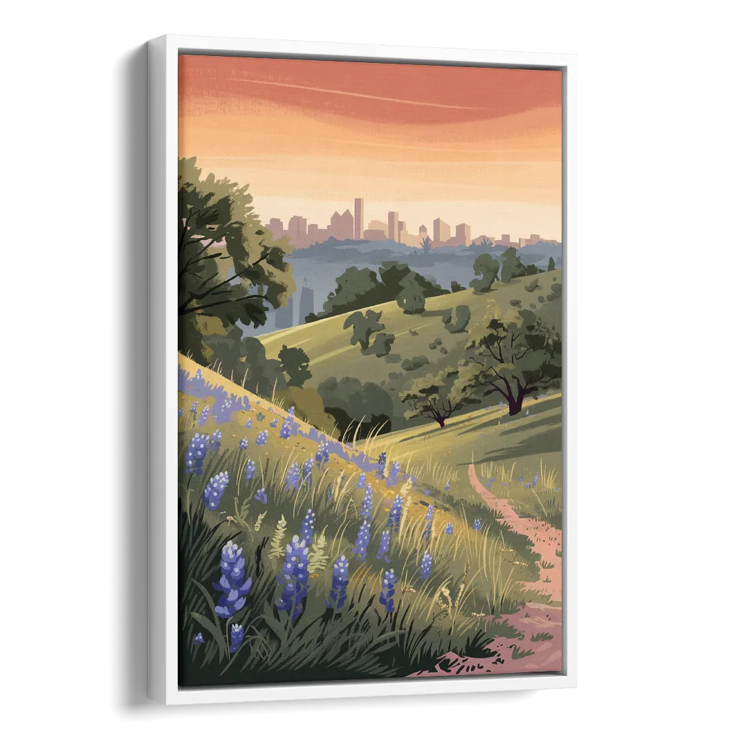 Austin Texas Hill Country Side - White Canvas Wall Art
