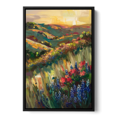Austin Texas Hill Country Landscape - Black Framed Canvas Wall Art - Front