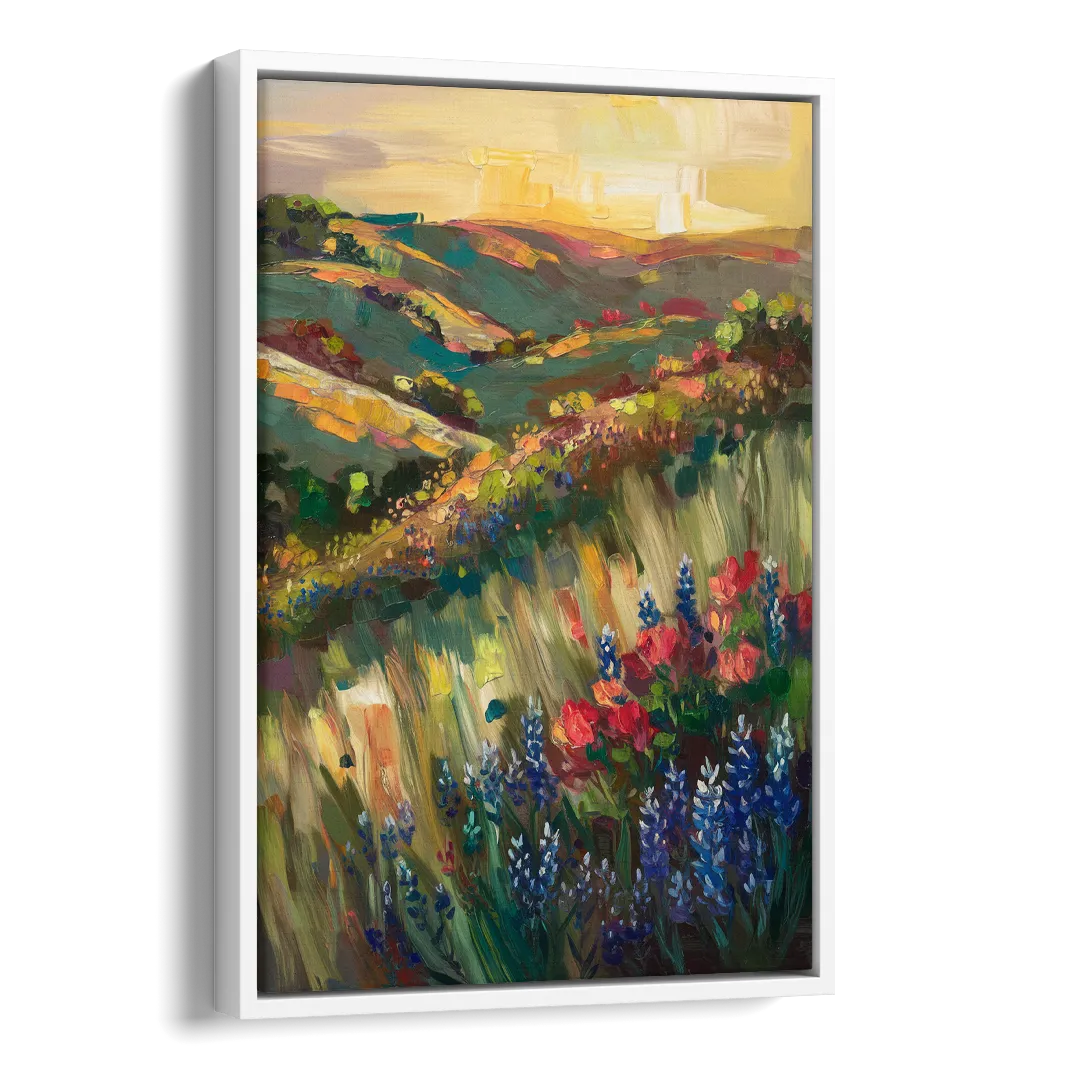 Austin Texas Hill Country Landscape Side - White Canvas Wall Art