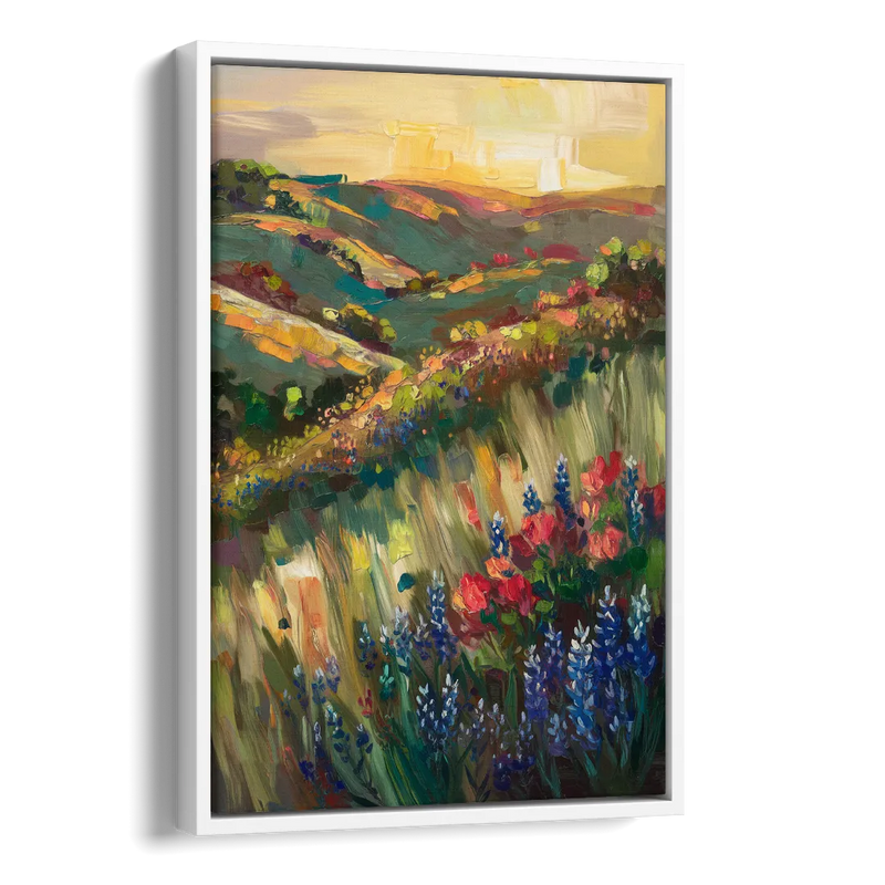 Austin Texas Hill Country Landscape Side - White Canvas Wall Art