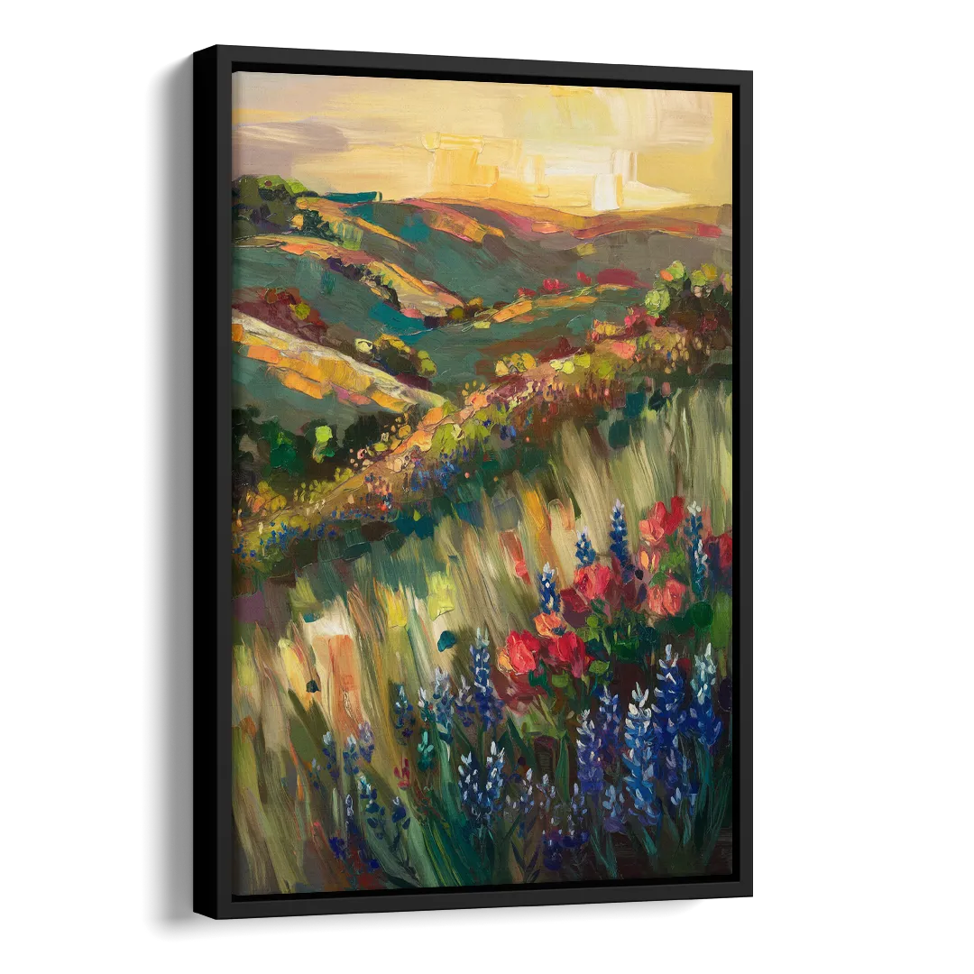 Austin Texas Hill Country Landscape Side - Black Canvas Wall Art