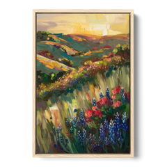 Austin Texas Hill Country Landscape - Oak Framed Canvas Wall Art - Front