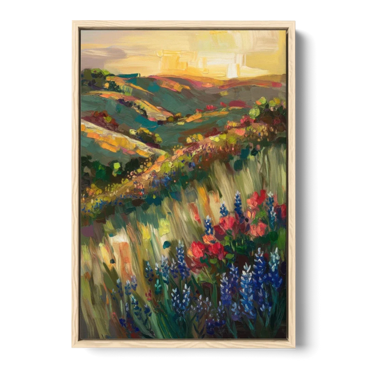 Austin Texas Hill Country Landscape - Oak Framed Canvas Wall Art - Front