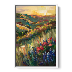Austin Texas Hill Country Landscape - White Framed Canvas Wall Art - Front