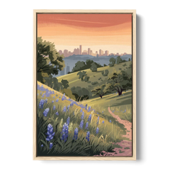 Austin Texas Hill Country - Oak Framed Canvas Wall Art - Front