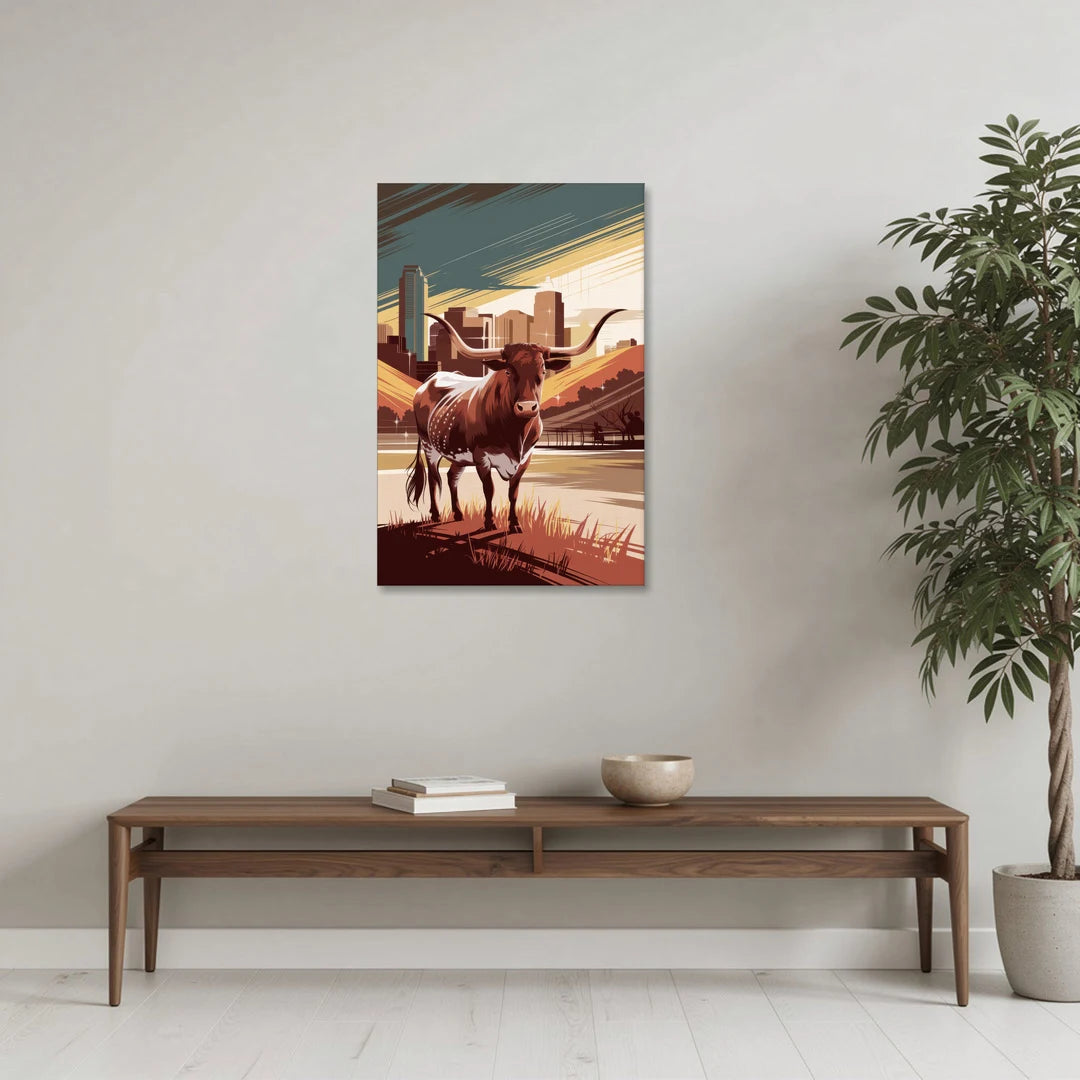 Austin Texas Longhorn Spirit - Canvas Wall Art - Coffee Table - 24x36