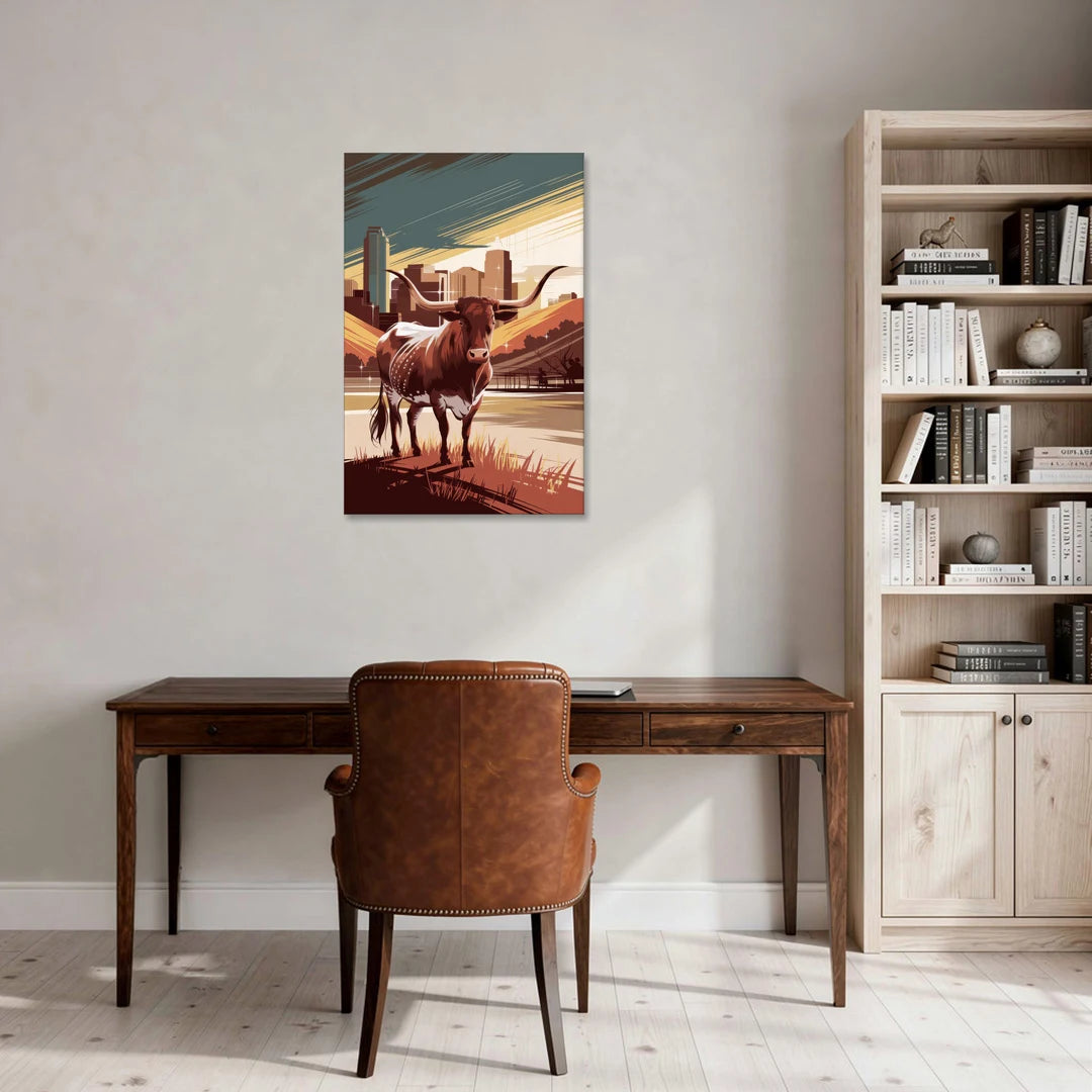 Austin Texas Longhorn Spirit - Canvas Wall Art - Office - 24x36