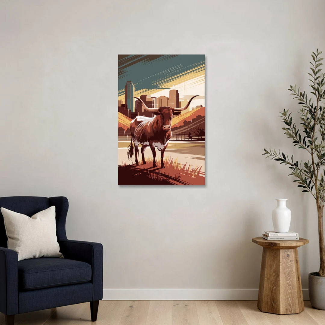 Austin Texas Longhorn Spirit - Canvas Wall Art - Sofa - 24x36