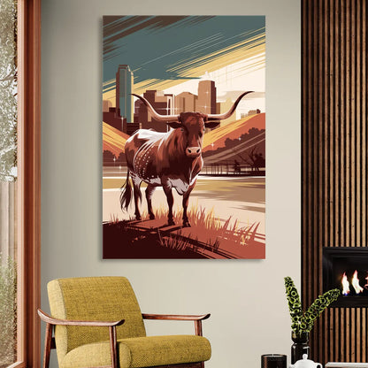 Austin Texas Longhorn Spirit Sitting Room - Canvas Wall Art
