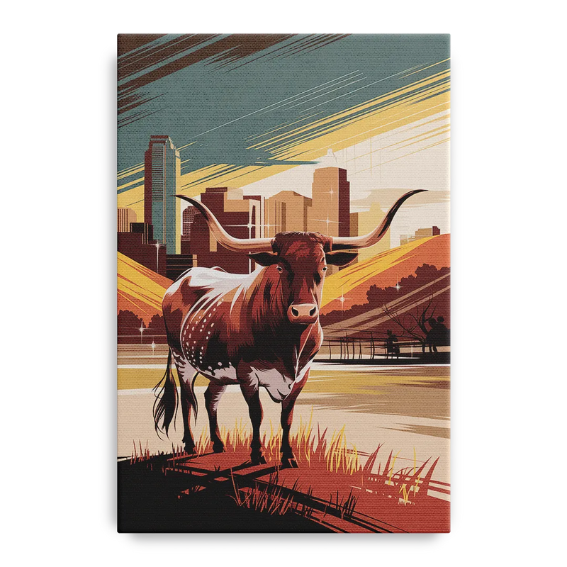Austin Texas Longhorn Spirit Front - Canvas Wall Art