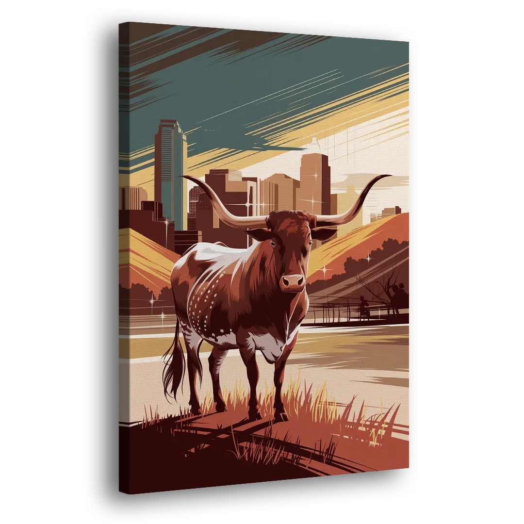 Austin Texas Longhorn Spirit Side - Canvas Wall Art
