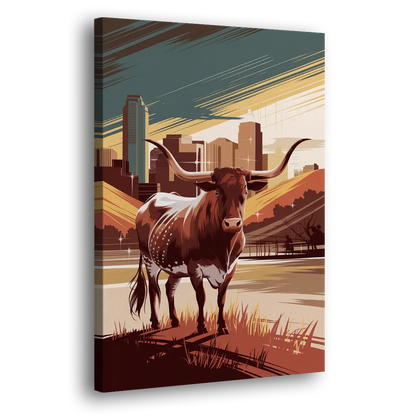 Austin Texas Longhorn Spirit Side - Canvas Wall Art
