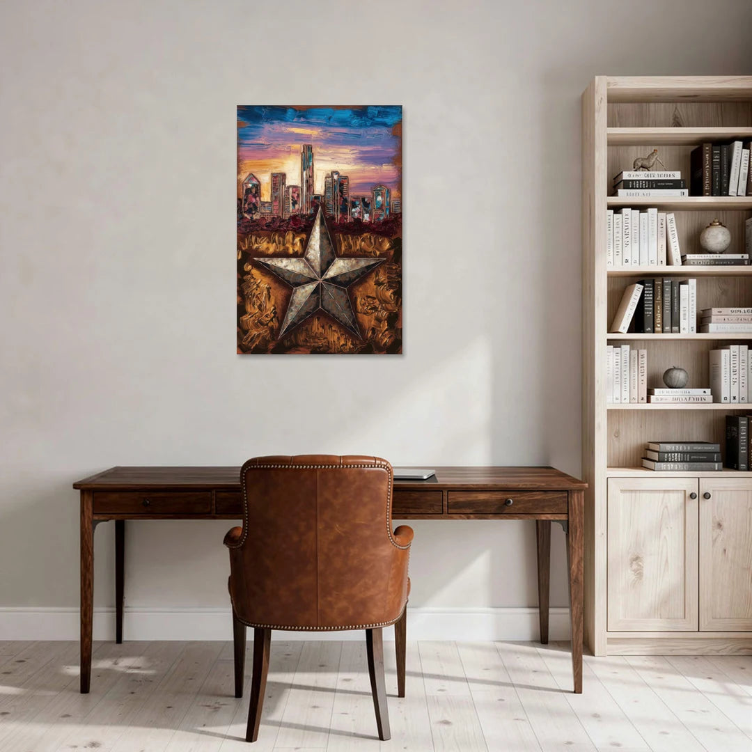 Austin Texas Stars - Canvas Wall Art - Office - 24x36