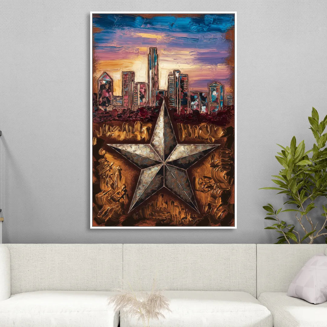 Austin Texas Stars Living Room - White Canvas Wall Art