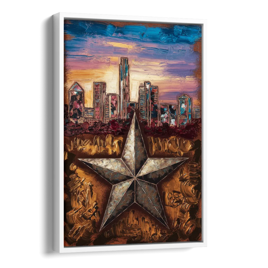Austin Texas Stars Side - White Canvas Wall Art
