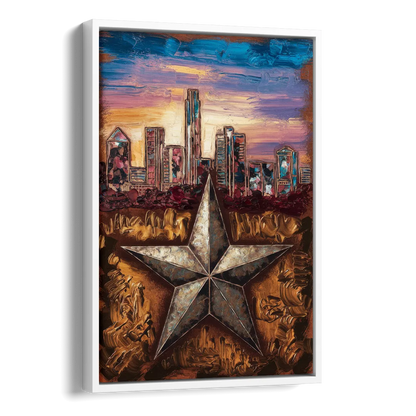 Austin Texas Stars Side - White Canvas Wall Art