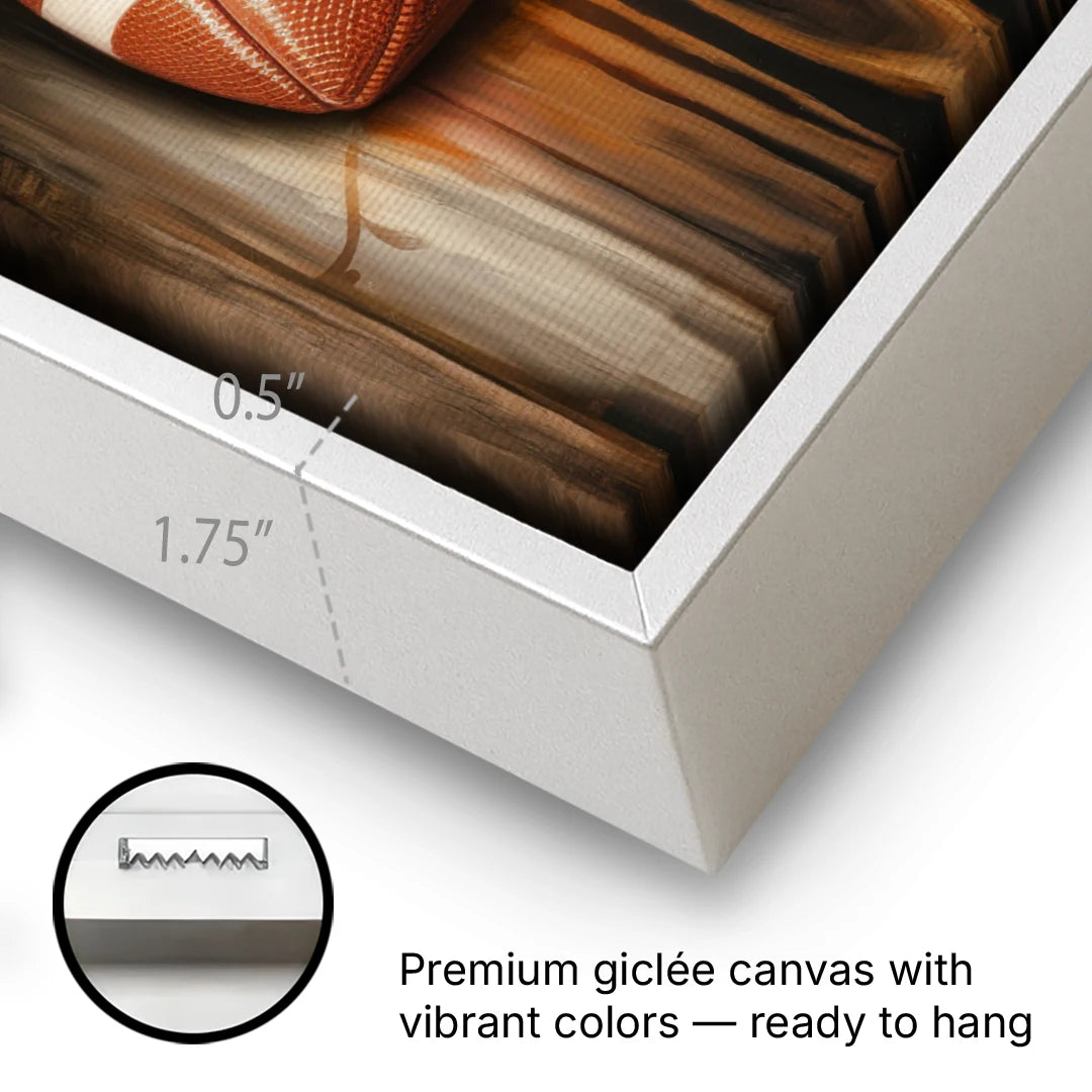 Austin UT Football Energy - White Framed Canvas Wall Art - Gallery Wrap Corner
