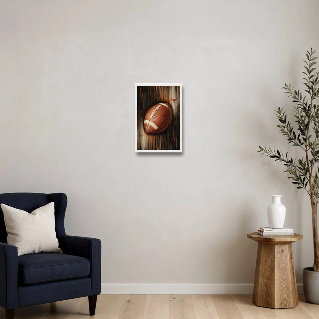 Austin UT Football Energy - White Framed Canvas Wall Art - Sofa - 12x18