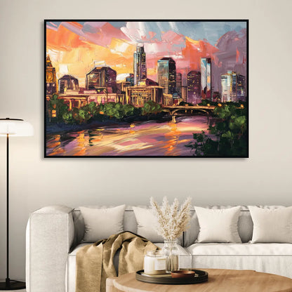 Austin Urban Charm Living Room - Black Canvas Wall Art