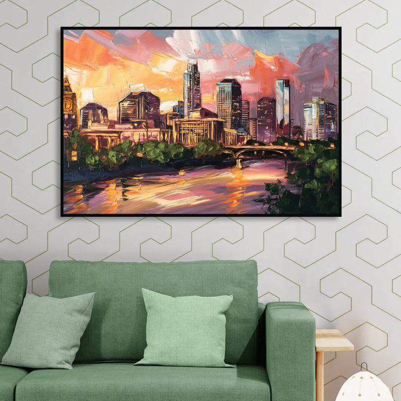 Austin Urban Charm Sitting Room - Black Canvas Wall Art
