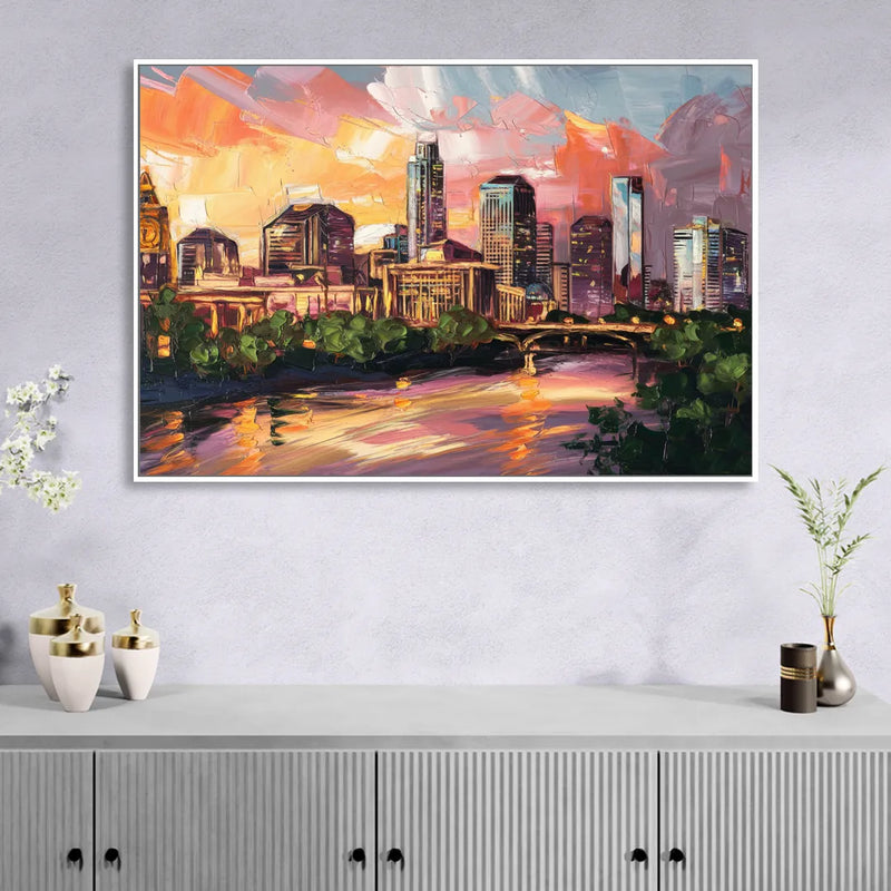 Austin Urban Charm Living Room - White Canvas Wall Art