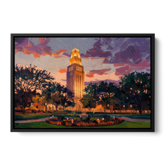 Austin Ut Tower Glow - Black Framed Canvas Wall Art - Front