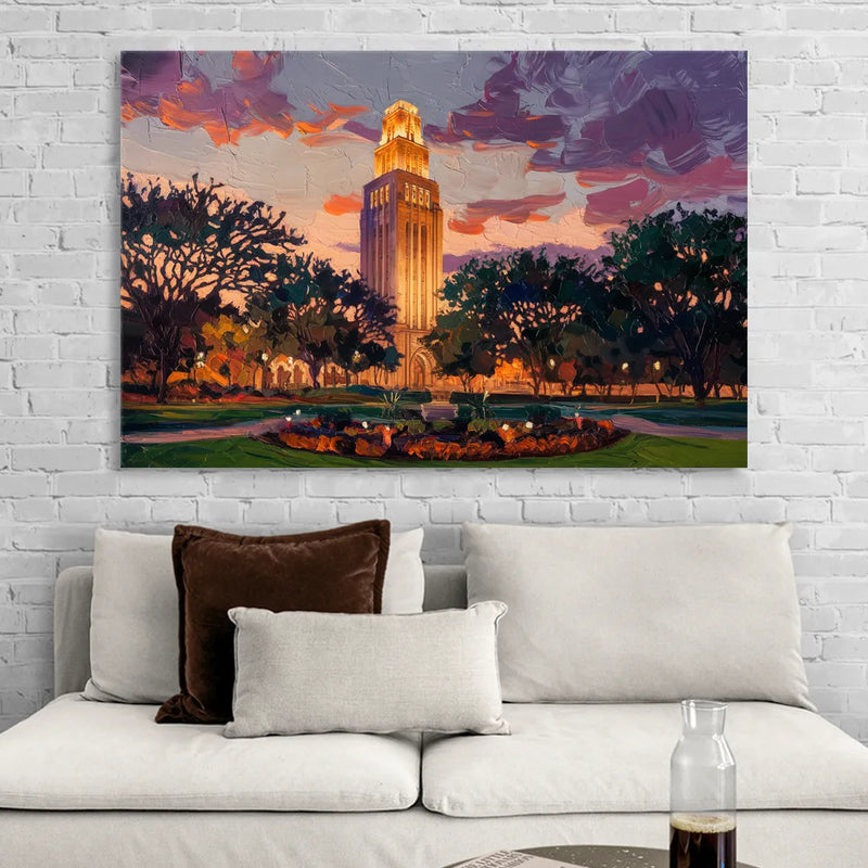 Austin Ut Tower Glow Sitting Room - Canvas Wall Art