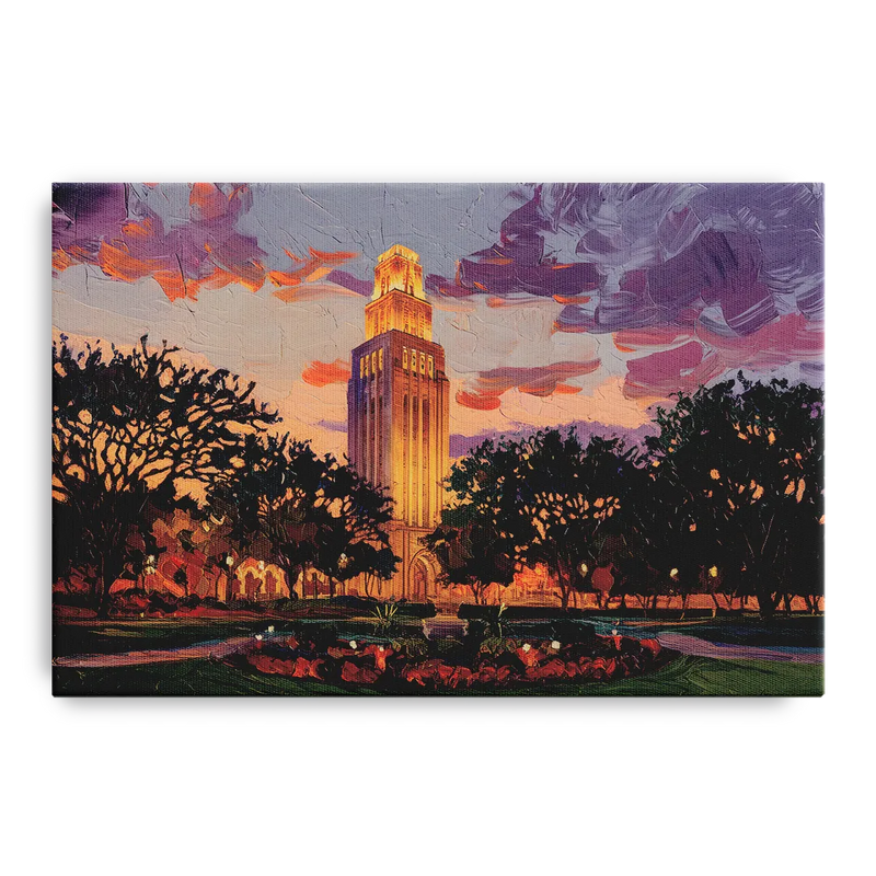 Austin Ut Tower Glow Front - Canvas Wall Art
