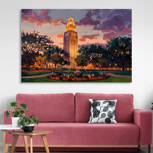 Austin Ut Tower Glow Living Room - Canvas Wall Art