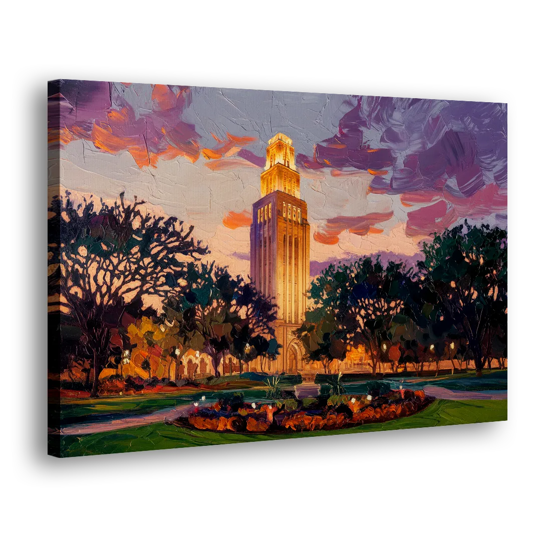 Austin Ut Tower Glow Side - Canvas Wall Art