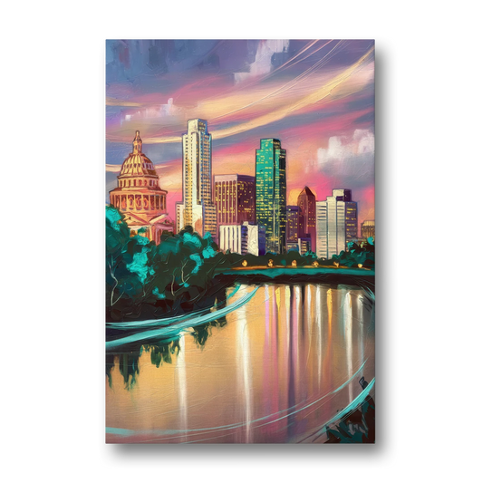 Austin Vibrant Skyline - Canvas Wall Art - Front