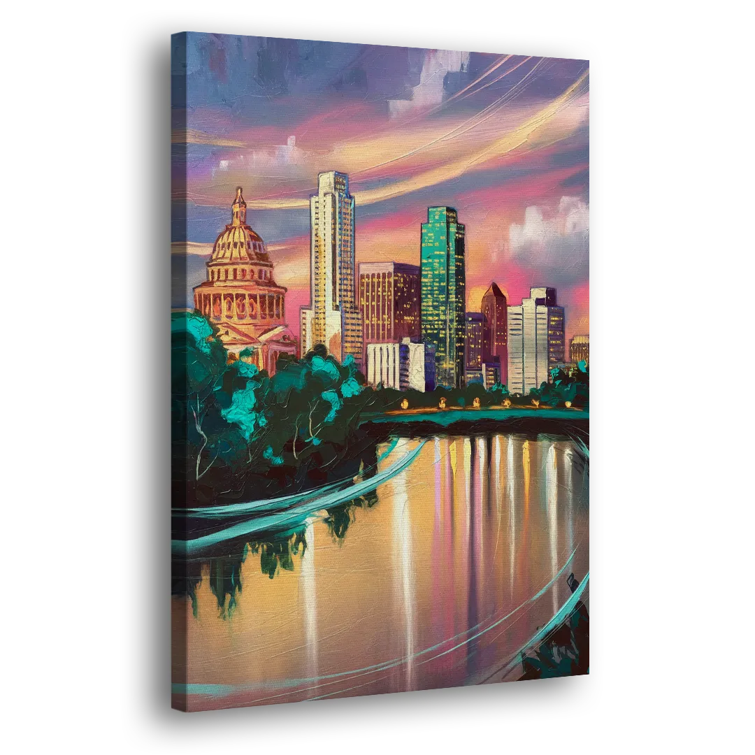 Austin Vibrant Skyline Side - Canvas Wall Art