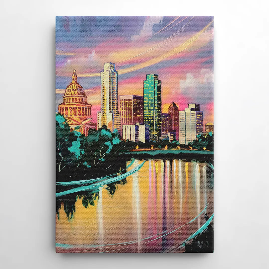 Austin Vibrant Skyline - Canvas Wall Art