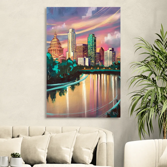 Austin Vibrant Skyline Living Room - Canvas Wall Art