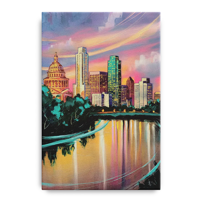 Austin Vibrant Skyline Front - Canvas Wall Art