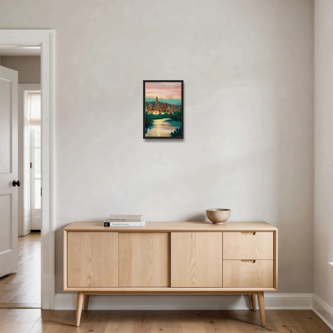Austin Westlake Hills View - Black Framed Canvas Wall Art - Coffee Table - 12x18
