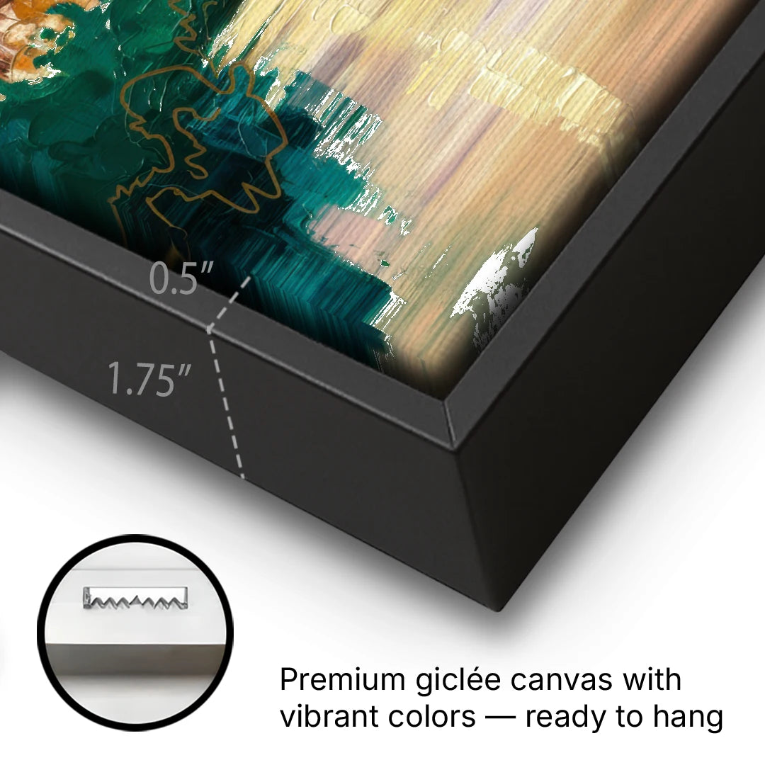Austin Westlake Hills View - Black Framed Canvas Wall Art - Gallery Wrap Corner