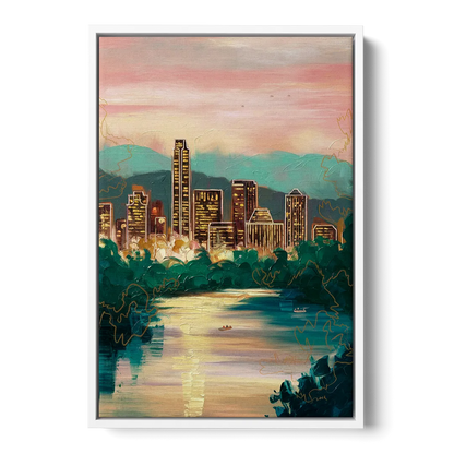 Austin Westlake Hills View Front - White Canvas Wall Art