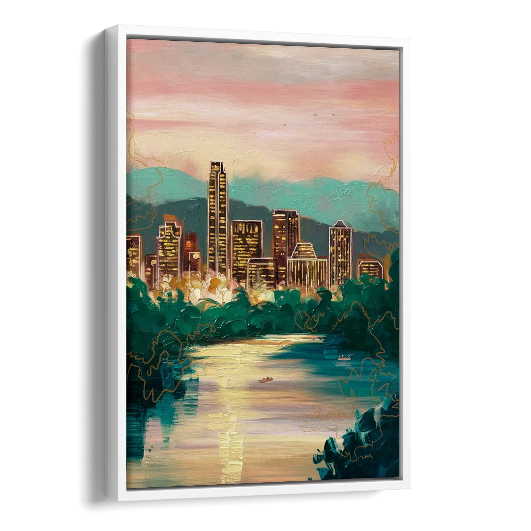 Austin Westlake Hills View Side - White Canvas Wall Art