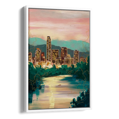 Austin Westlake Hills View Side - White Canvas Wall Art