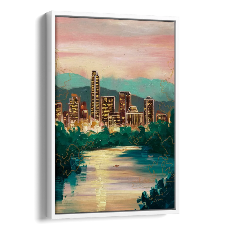 Austin Westlake Hills View Side - White Canvas Wall Art