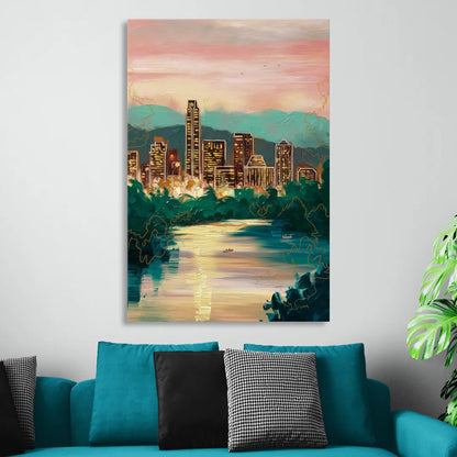 Austin Westlake Hills View Sitting Room - Canvas Wall Art