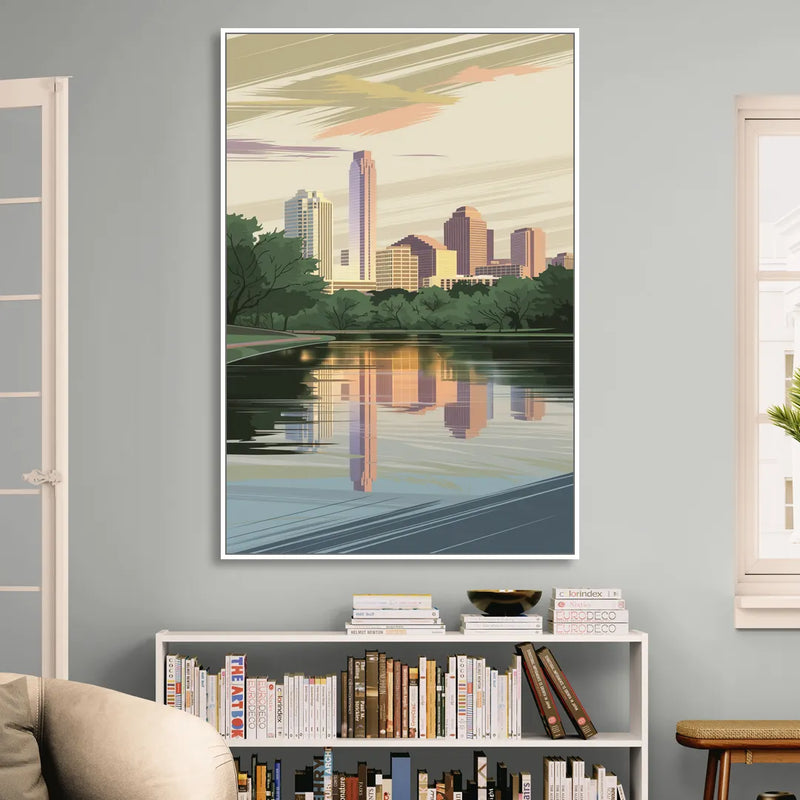 Austin Zilker Park Views Living Room - White Canvas Wall Art