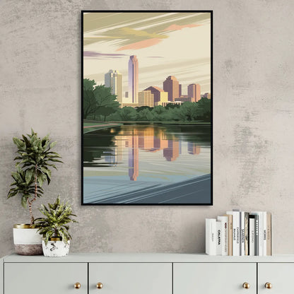 Austin Zilker Park Views Living Room - Black Canvas Wall Art
