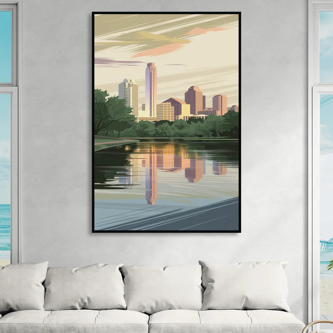 Austin Zilker Park Views Sitting Room - Black Canvas Wall Art