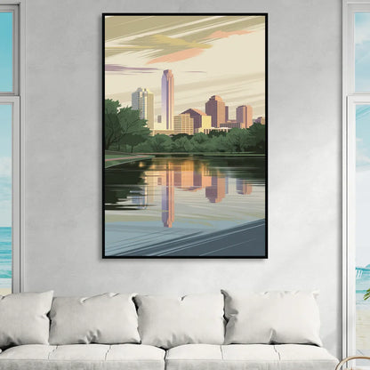 Austin Zilker Park Views Sitting Room - Black Canvas Wall Art
