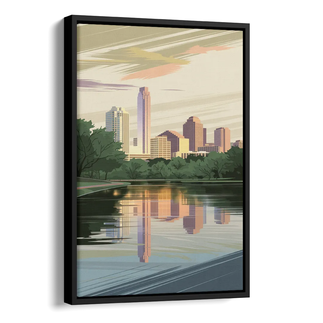 Austin Zilker Park Views Side - Black Canvas Wall Art