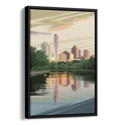 Austin Zilker Park Views Side - Black Canvas Wall Art
