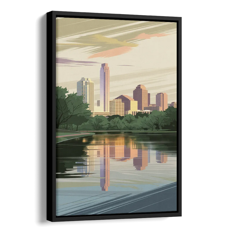 Austin Zilker Park Views Side - Black Canvas Wall Art