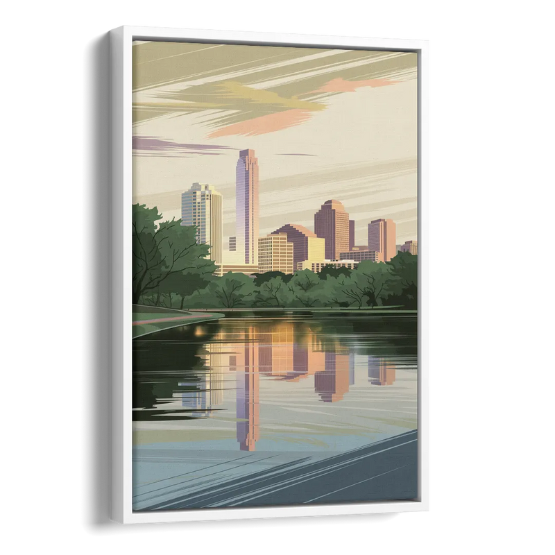 Austin Zilker Park Views Side - White Canvas Wall Art